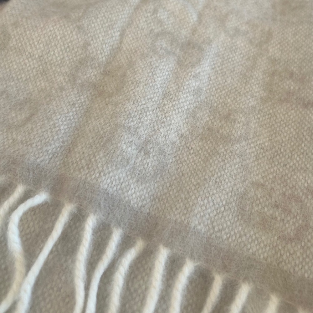 Gucci Nikky Scarf Wool Angora Monogram Stripe Fringe Italy Luxury Soft Classic - Picture 6 of 11